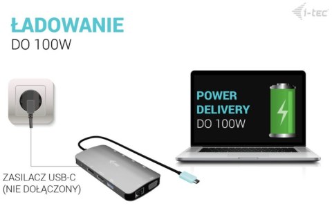 I-tec Stacja dokująca USB-C Meatl Nano 3x Display DP HDMI Power Delivery 100 W