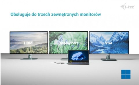 I-tec Stacja dokująca USB-C Meatl Nano 3x Display DP HDMI Power Delivery 100 W