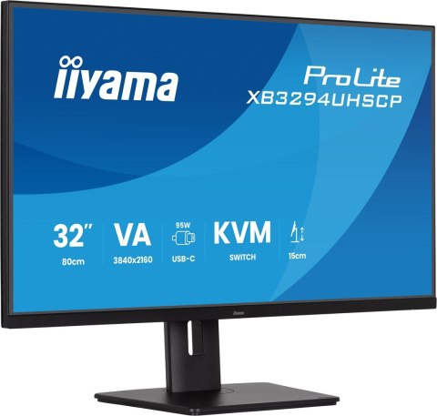 IIYAMA Monitor iiyama ProLite 32'' 4K VA z USB-C (95W), przełącznikiem KVM i obsługą PiP/PbP