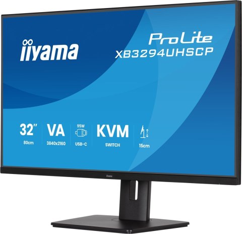 IIYAMA Monitor iiyama ProLite 32'' 4K VA z USB-C (95W), przełącznikiem KVM i obsługą PiP/PbP