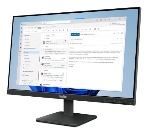 Lenovo Lenovo ThinkVision S24-4e monitor komputerowy 60,5 cm (23.8") 1920 x 1080 px Full HD LED Czarny