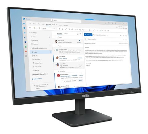 Lenovo Lenovo ThinkVision S24-4e monitor komputerowy 60,5 cm (23.8") 1920 x 1080 px Full HD LED Czarny