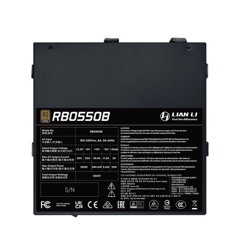 LIAN LI Lian Li RB0550B.B moduł zasilaczy 550 W 24-pin ATX ATX Czarny