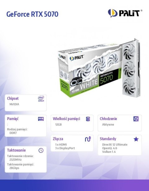 Palit GeForce RTX 5070 WHITE OC 12GB + GRA 007 First Light
