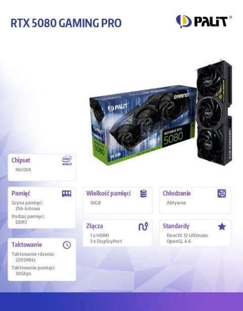 Palit Karta graficzna RTX 5080 GAMING PRO 16GB + GRA 007 First Light