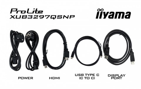 IIYAMA Monitor 32 cale XUB3297QSNP-B1 IPS,QHD,USB-C DOCK (95W), USB HUB 4x, KVM, RJ45
