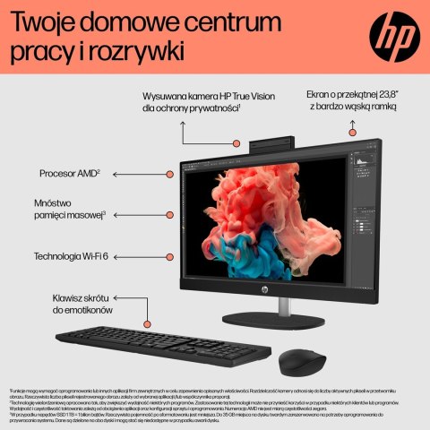 Hewlett-Packard HP AIO 24-cr0184nw Ryzen 5 7520U 23.8"FHD IPS 250nits AG 16GB LPDDR5 SSD512 Radeon 610M Cam720p kB+Mouse NoOS Shell White 2Y