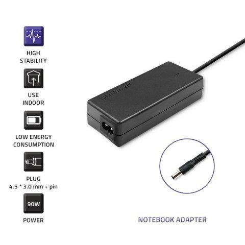 Qoltec Zasilacz do Dell 90W | 19.5V | 4.62A | 4.5*3.0+pin