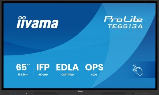 IIYAMA Monitor interaktywny 65 cali TE6513A-B2AG INFRARED,40pkt,IPS,4K,7H,500cd/m2, WiFi,USB, ANDROID 14, Google EDLA,2x20W, UCHWY