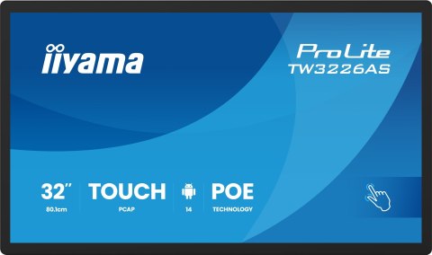IIYAMA Panel-PC iiyama TW3226AS-B3P 32" z Androidem 14+GMS SOC Octa-core RK3576 4GB Pamięci 32GB PCAP 10-Punktowy Ekran Dotykowy 1920x1