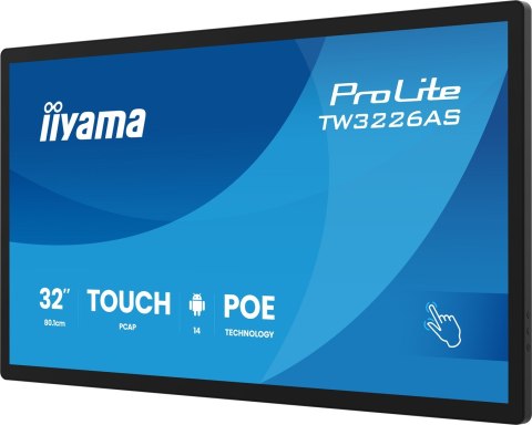 IIYAMA Panel-PC iiyama TW3226AS-B3P 32" z Androidem 14+GMS SOC Octa-core RK3576 4GB Pamięci 32GB PCAP 10-Punktowy Ekran Dotykowy 1920x1