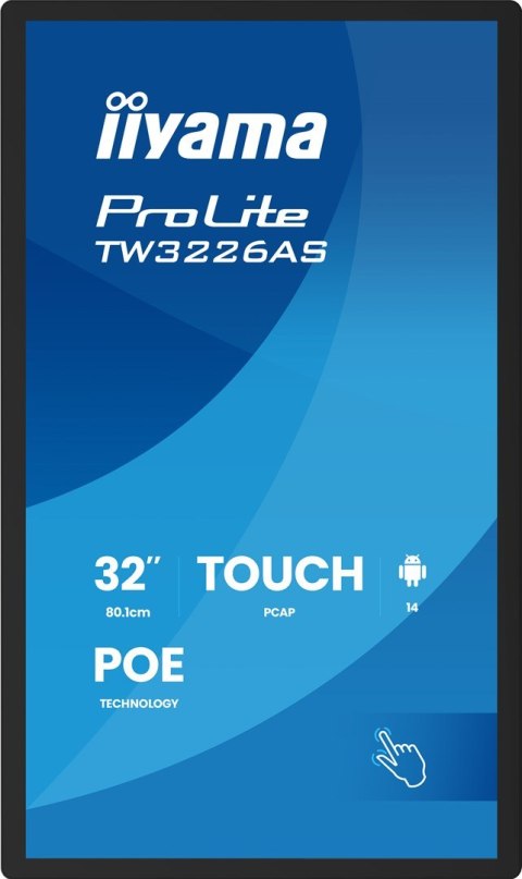 IIYAMA Panel-PC iiyama TW3226AS-B3P 32" z Androidem 14+GMS SOC Octa-core RK3576 4GB Pamięci 32GB PCAP 10-Punktowy Ekran Dotykowy 1920x1