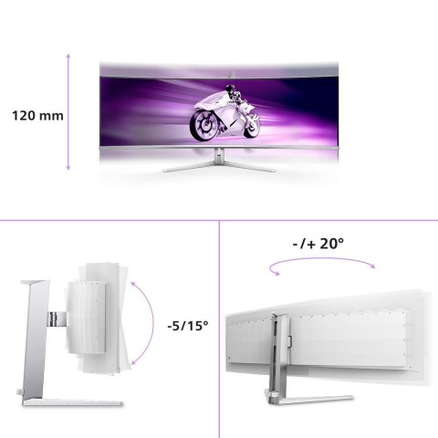 Philips Philips Evnia 8000 49M2C8900L/00 monitor komputerowy 124,2 cm (48.9") 5120 x 1440 px Dual QHD QD-OLED Biały