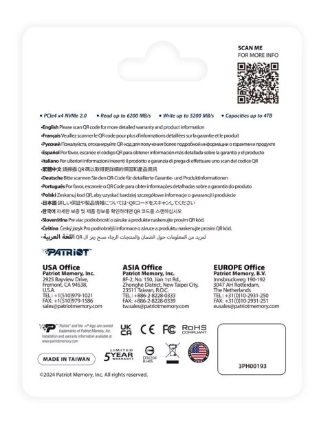 No name Patriot Memory P400 V4 2 TB M.2 PCI Express 4.0 NVMe