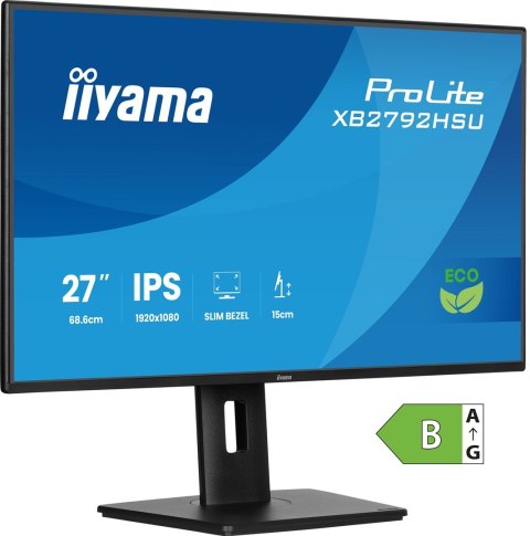 IIYAMA 27-calowy panel IPS z 4-stronną wąską ramką Green Choice EyeComfort/EyeSafe 2 - Płaski ekran - 68,6 cm