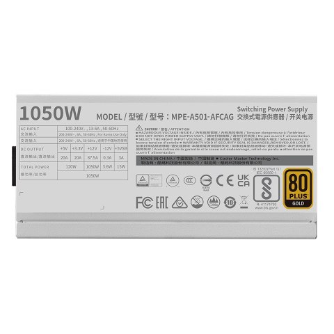 No name Cooler Master MWE Gold 1050 V2 ATX 3.1 White Edition moduł zasilaczy 1050 W 24-pin ATX Biały