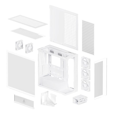 No name Okno Arctic Xtender Weiß Transparentes Glasfenster mit GPU mount