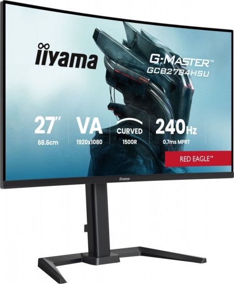 IIYAMA Monitor 27 cali GCB2784HSU-B1 FHD, 0.7ms, VA, 1500R, 240Hz, 2xHDMI, DP, 2xUSB, FreeSync Premium -1920x1080 (48-240Hz), HDR10, 2x