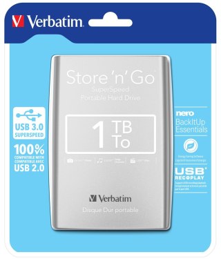 Verbatim Verbatim Store 'n' Go zewnętrzny dysk twarde 1000 GB Srebrny