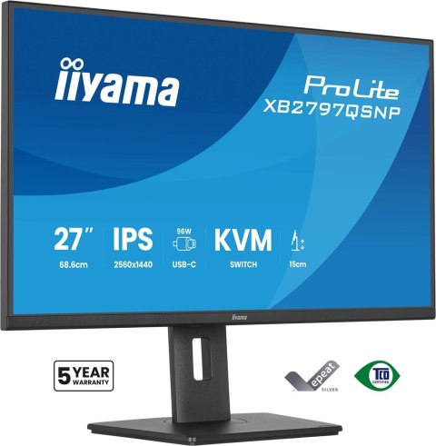 IIYAMA Iiyama ProLite XB2797QSNP-B1 monitor komputerowy 68,6 cm (27") 2560 x 1440 px Quad HD LED Czarny