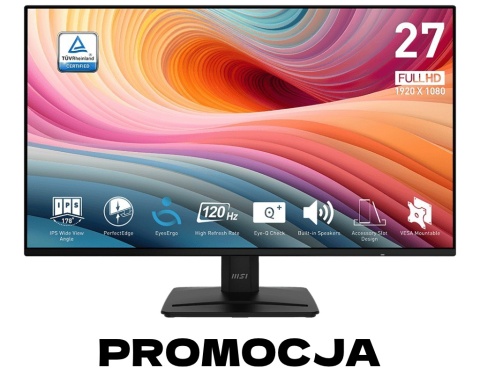 MSI MSI Pro MP271A E2 monitor komputerowy 68,6 cm (27") 1920 x 1080 px Full HD LCD Czarny / PROMOCJA