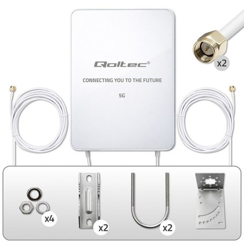 Qoltec Antena 5G LTE | 16dBi | kierunkowa | zewnętrzna | SMA | 3300-3800MHz | wodoodporna | 3m