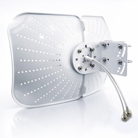 Qoltec Antena paraboliczna 4G 5G LTE | 2x19dBi | kierunkowa | zewnętrzna| 1710-2700 MHz | 3300-4200 MHz | N Female | wodoodporna | 5m