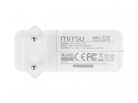 Mitsu Zasilacz ładowarka do laptopa 61W USB-C 5V-9V-12V-15V-20V-20.3V/3A PD