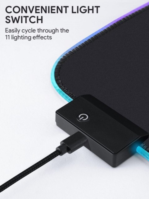 AUKEY KM-P7 RGB podkładka pod mysz i klawiaturę XXL gamingowa| 900x400x4mm | wodoodporna | gumowany spód | aplikacja G-aim Control Cen