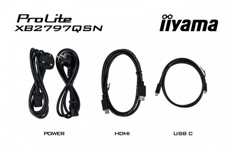 IIYAMA Monitor 27 cali XB2797QSN-B1 IPS/3.7 megapixel QHD, HAS150/ 350cd/1ms/HDMI/Displayport, USBC DOCK 65W, 4USB HUB, RJ45