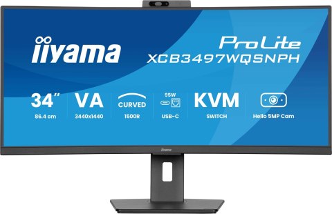 IIYAMA Monitor IIYAMA 86,4cm (34") XCB3497WQSNPH-B1 21:9 HDMI+DP+USB-C Webc
