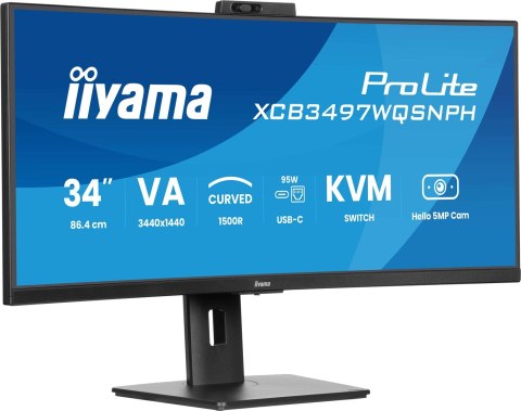 IIYAMA Monitor IIYAMA 86,4cm (34") XCB3497WQSNPH-B1 21:9 HDMI+DP+USB-C Webc