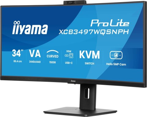 IIYAMA Monitor IIYAMA 86,4cm (34") XCB3497WQSNPH-B1 21:9 HDMI+DP+USB-C Webc