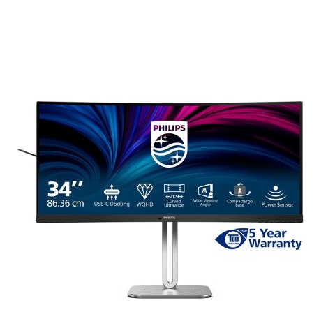 Philips Philips 5000 series 34B2U5600C/00 monitor komputerowy 86,4 cm (34") 3440 x 1440 px Dual QHD LCD Szary