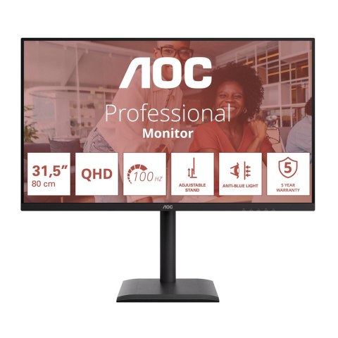 AOC AOC E4 Q32E4U monitor komputerowy 80 cm (31.5") 2560 x 1440 px Quad HD LED Czarny