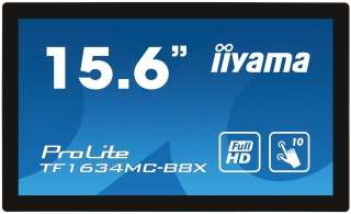 IIYAMA Iiyama ProLite TF1634MC-B8X monitor komputerowy 39,6 cm (15.6") 1920 x 1080 px Full HD LED Ekran dotykowy Przeznaczony dla wielu