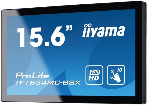 IIYAMA Iiyama ProLite TF1634MC-B8X monitor komputerowy 39,6 cm (15.6") 1920 x 1080 px Full HD LED Ekran dotykowy Przeznaczony dla wielu