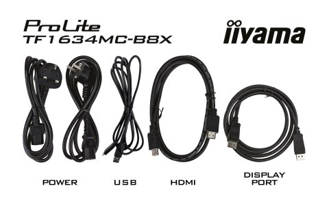 IIYAMA Iiyama ProLite TF1634MC-B8X monitor komputerowy 39,6 cm (15.6") 1920 x 1080 px Full HD LED Ekran dotykowy Przeznaczony dla wielu