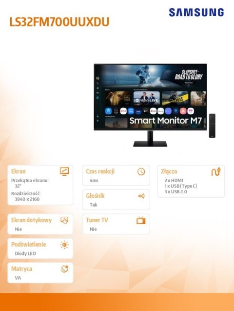 Samsung Monitor 32 cale LS32FM700UUXDU