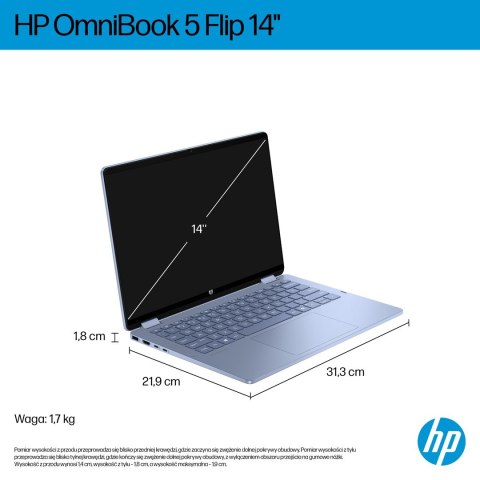 Hewlett-Packard HP OmniBook 5 Flip 14-fp0004nw Core 5 120U 14"2K Touch IPS 300nits 16GB LPDDR5 5200 SSD512 Intel Graphics Cam 1080p 68Wh Win11 B