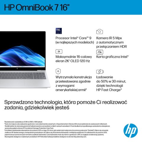 Hewlett-Packard HP OmniBook 7 16-az0222nw Core 5 210H 16"2K 300nits AG 16GB DDR5 5200 SSD512 Intel Graphics Cam 5 Mpx IR 70Wh Win11 Glacial Silv
