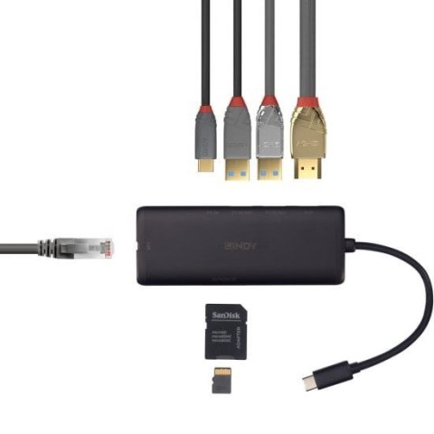 LINDY Lindy 43358 stacja dokująca Przewodowa USB 3.2 Gen 1 (3.1 Gen 1) Type-C Czarny