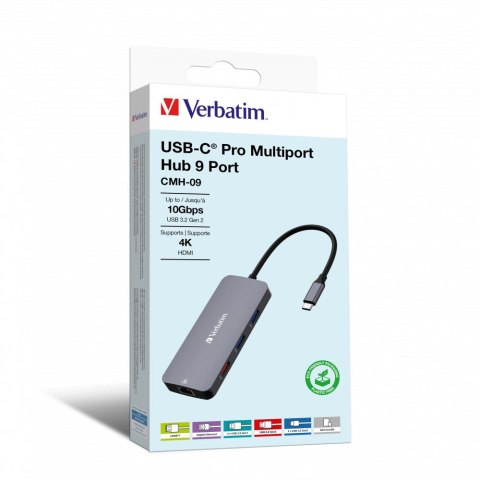 Verbatim Verbatim USB-C Pro Multiport Hub 9 Port CMH-9 32152