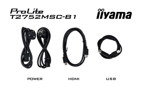 IIYAMA Monitor iiyama ProLite T2752MSC-B1 komputerowy 68,6 cm (27") 1920 x 1080 px Full HD LED Ekran dotykowy Czarny