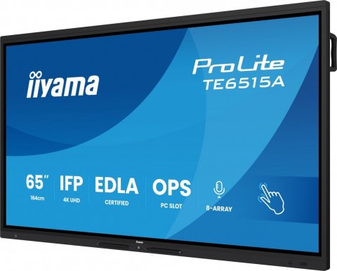 IIYAMA Monitor interaktywny 65 cali TE6515A-B2AG VA,4K,40pkt,550cd,DeepContrast-IR+, HDMI x2,DP,USB-C, 2 x 20W, OPS Slot x1, 5xUSB,