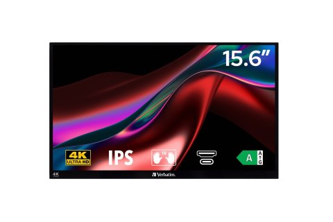 Verbatim Verbatim 32238 monitor komputerowy 39,6 cm (15.6") 3840 x 2160 px 4K Ultra HD LCD Ekran dotykowy Czarny