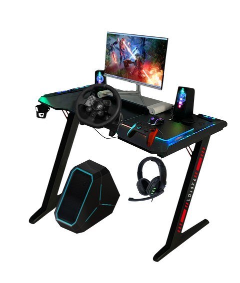 No name Biurko gamingowe Raptor GT100 120x60cm RGB czarne