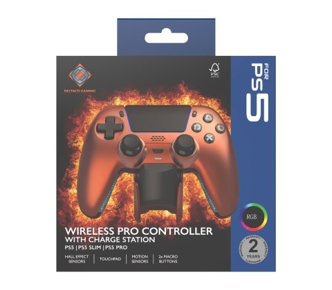 No name Deltaco Gaming GAM-199-ORANGECOPPER kontroler gier Pomarańczowy, Brąz Bluetooth/USB Gamepad PlayStation 5, PC, Android, iOS