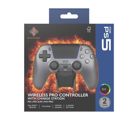 No name Deltaco Gaming GAM-199-STEELGRAY kontroler gier Szary, Metaliczny, Stal Bluetooth/USB Gamepad PlayStation 5, Android, iOS