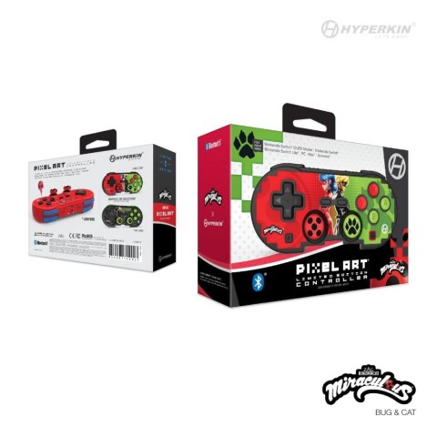 No name Hyperkin Pixel Art Zielony, Czerwony Bluetooth Gamepad Nintendo Switch, Nintendo Switch Lite, Nintendo Switch OLED